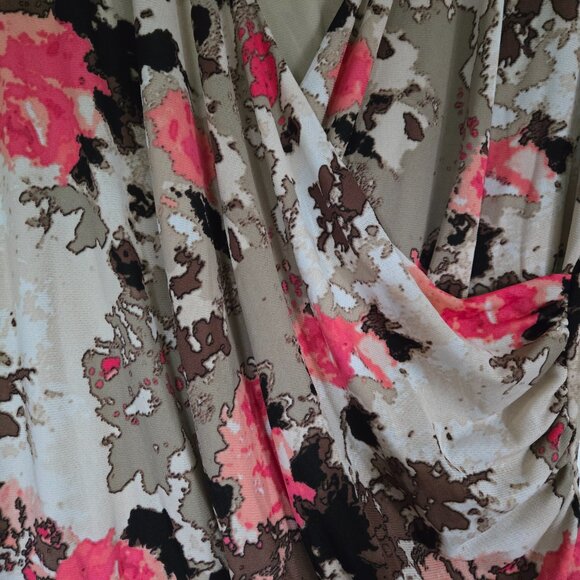 NWT KATE HILL Coral & Brown  Patterned Top 2X - Picture 2 of 3